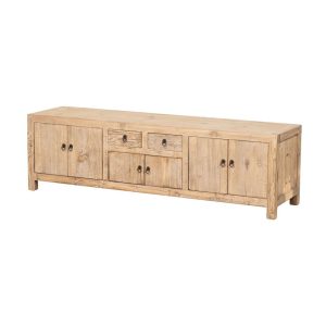 Mueble de Televisión en Madera de Olmo Reciclada con 6 Puertas y 2 Cajones
