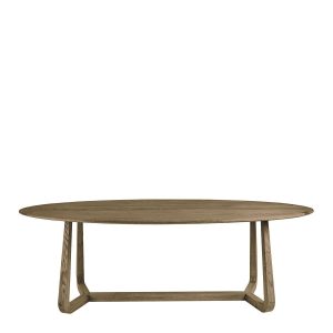 Mesa de Comedor Ovalada en Roble Natural Oscuro de 230 cm
