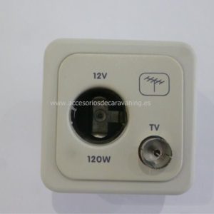 Enchufe 12 V + antena TV gris