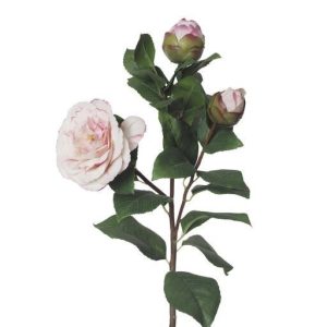 Tallo de Camelia Artificial Rosa Claro con Capullos