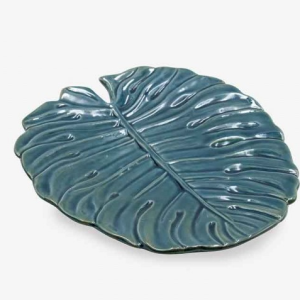 Plato Decorativo en Forma de Hoja con Acabado Esmaltado