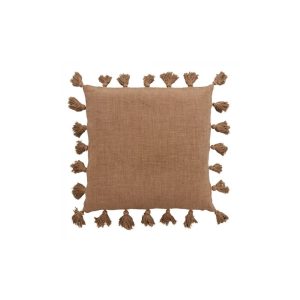 Cojín de Algodón con Borlas Terracota
