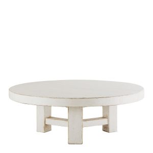 Mesa de Centro Redonda de Olmo Reciclado Acabado Blanco (Ø105 cm)