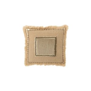 Cojín Bordado con Flecos Beige