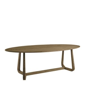 Mesa de Comedor Ovalada en Roble Natural Oscuro de 280 cm