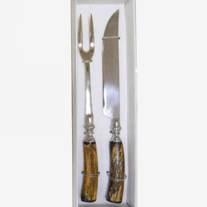 Set de Cuchillo y Tenedor para Servir con Mangos de Madera
