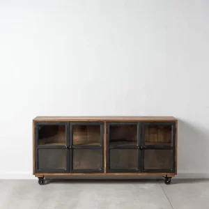 Aparador de Madera de Mango con Puertas de Cristal