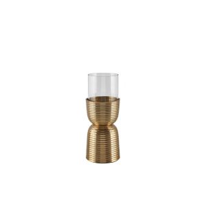Portavelas Pequeño en Metal Dorado y Cristal