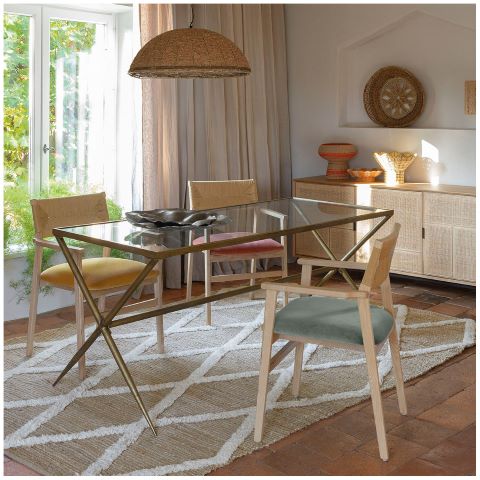 Lámpara de Techo en Perlas de Madera Natural y Dorado Ø65 cm - Imagen 7