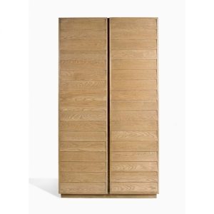 Armario Alto con Puertas de Listones Horizontales en Roble Natural