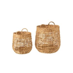 Cesta Decorativa de Fibra Natural con Asas – Pequeña