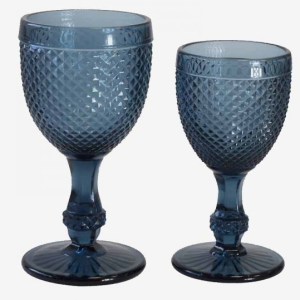Juego de 12 Copas de Agua y Vino en Cristal Azul