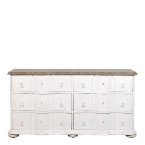 Cómoda Clásica Blanca con Tapa de Madera Natural