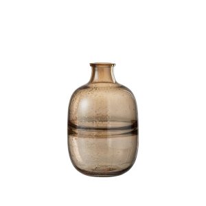 Jarrón de Cristal Ámbar con Efecto Burbujas