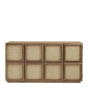 Aparador de Madera Natural con Puertas de Rejilla