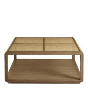 Mesa de Centro de Roble Natural con Sobre de Ratán