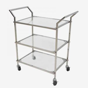 Mesa Carrito de Cristal y Níquel con Tres Baldas