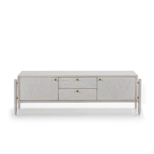 Mueble de Tv Blanco con Cajones y Puertas Laterales