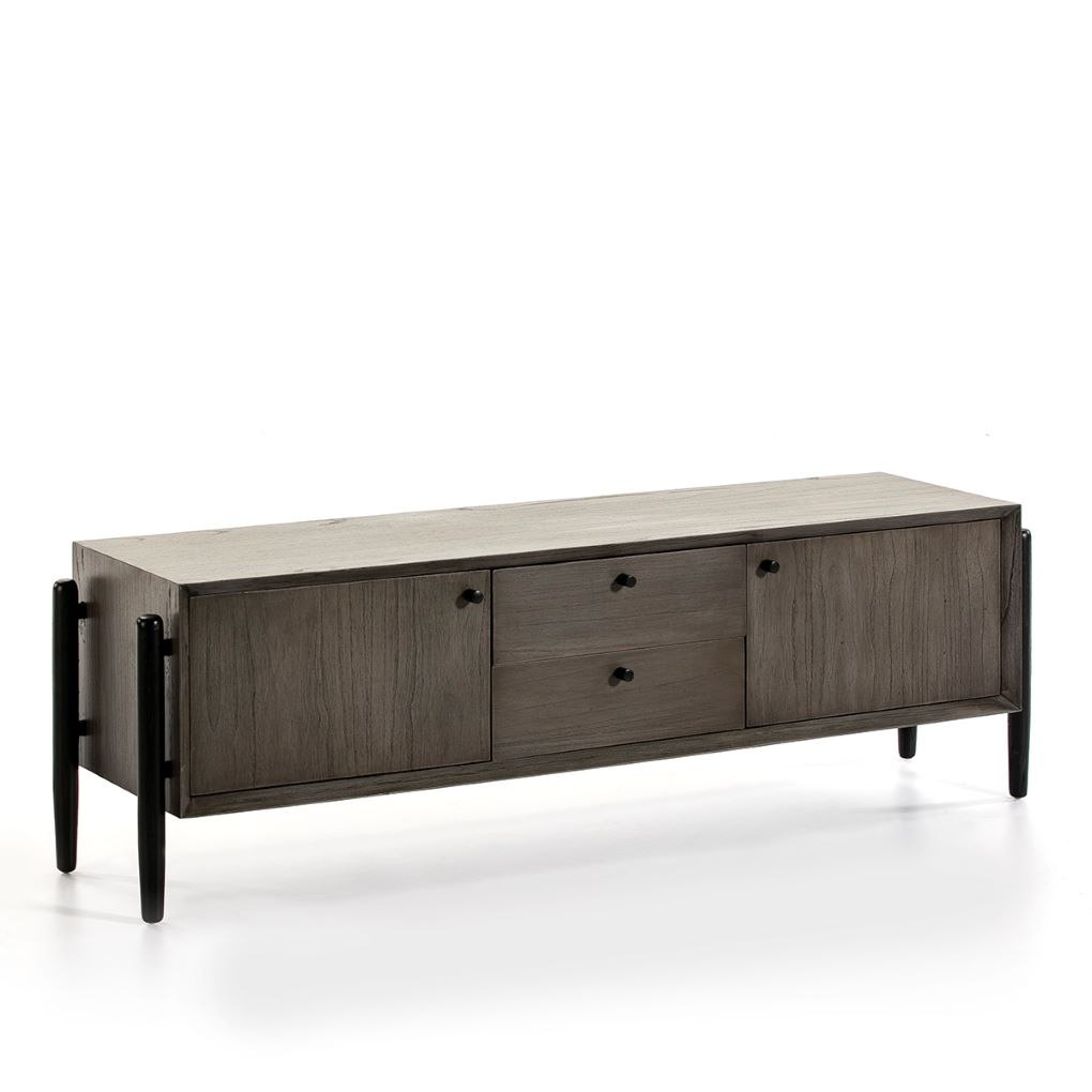 Mueble de Tv en Madera de Olmo Tintada con Patas Negras - Imagen 3