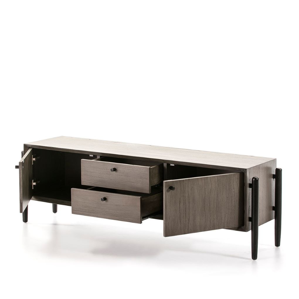 Mueble de Tv en Madera de Olmo Tintada con Patas Negras - Imagen 4