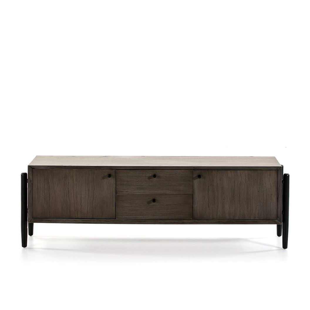 Mueble de Tv en Madera de Olmo Tintada con Patas Negras - Imagen 2