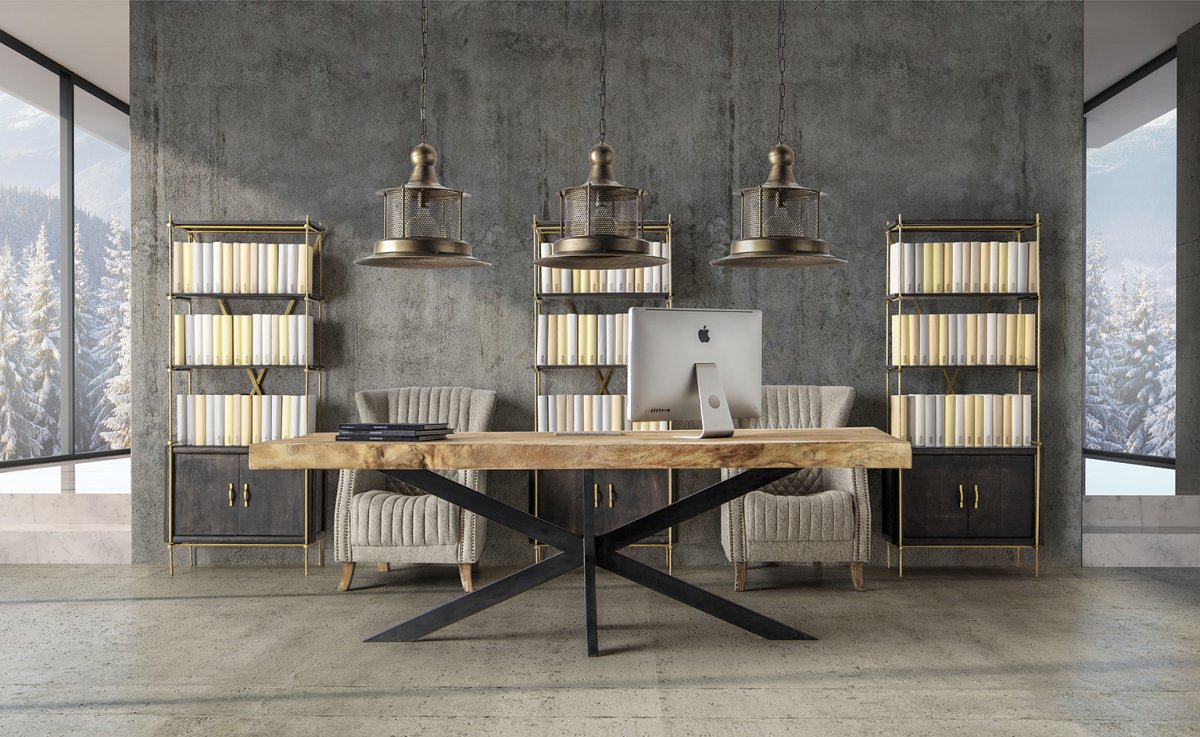 Estantería de Diseño Contemporáneo con Detalles Dorados - Imagen 5