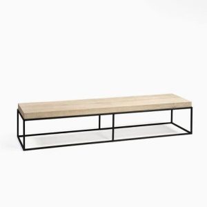 Mesa de Centro Rectangular en Roble Blanqueado y Metal Negro