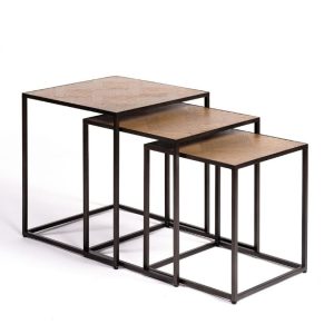 Mesas Auxiliares de Estilo Industrial con Sobre de Madera Natural