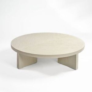 Mesa de Centro Redonda de Roble en Blanco Grisáceo
