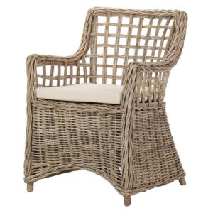 Sillón de Ratán con Respaldo de Rejilla y Cojín