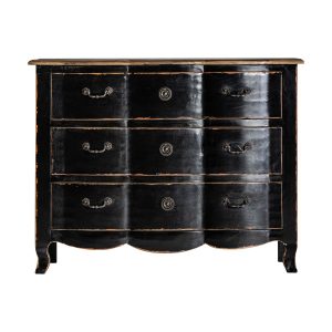 Cómoda Clásica en Negro Desgastado con Detalles Ornamentales