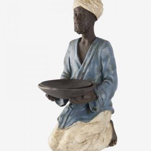 Figura Decorativa Oriental Arrodillada con Bandeja