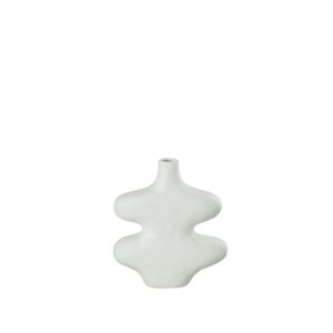 Jarrón Decorativo Orgánico de Cerámica Blanca