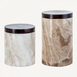 Set de Cajas de Ónix con Tapa de Madera