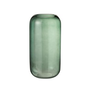 Jarrón Cilíndrico de Cristal Verde Translúcido