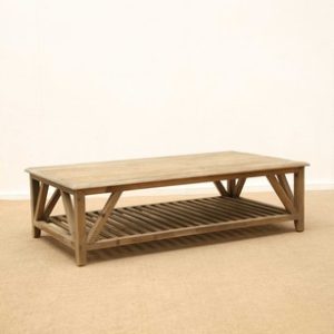 Mesa de Centro Rectangular en Madera de Pino Natural