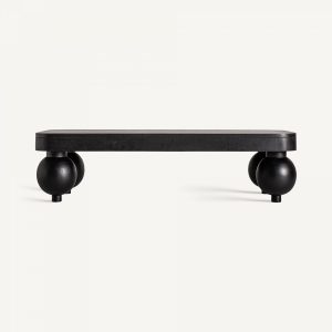 Mesa de Centro Contemporánea con Patas Esféricas en Madera Negra