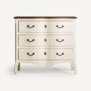 Cómoda Blanca Estilo Clásico con Sobre de Madera Natural