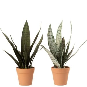 Maceta Decorativa con Sansevieria Sintética Verde Oscuro