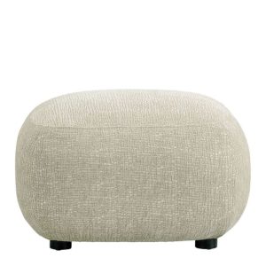 Pouf Tapizado en Tejido Jacquard de Terciopelo Color Arena