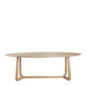 Mesa de Comedor Ovalada en Roble Natural Claro de 230 cm