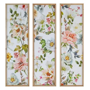 Set de Tres Cuadros con Impresión de Flores
