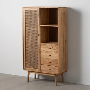 Armario de Madera Natural con Rejilla