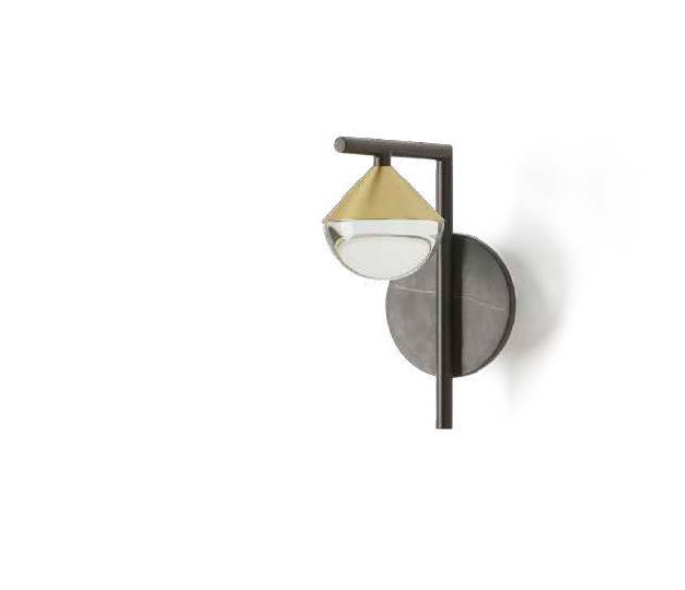 Aplique de Pared Nino en Acero con Tulipa Óptica y Mármol Negro - Imagen 2