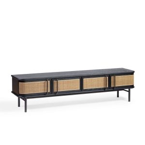 Mueble de TV de Roble Oscuro y Ratán