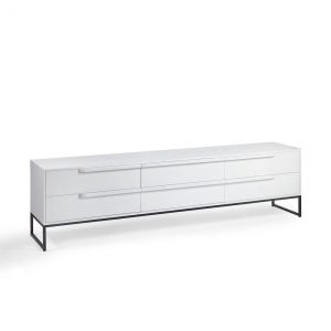 Mueble de TV Blanco con Base Metálica en Negro
