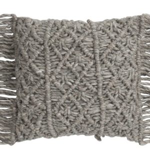 Cojín de Macramé con Flecos Gris