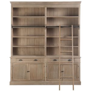 Librería Clásica en Natural con Escalera