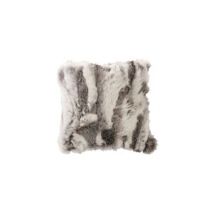 Cojín Decorativo de Piel Natural en Tonos Gris y Blanco
