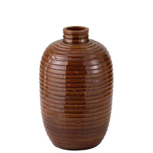 Jarrón Decorativo de Cerámica Marrón Pulido